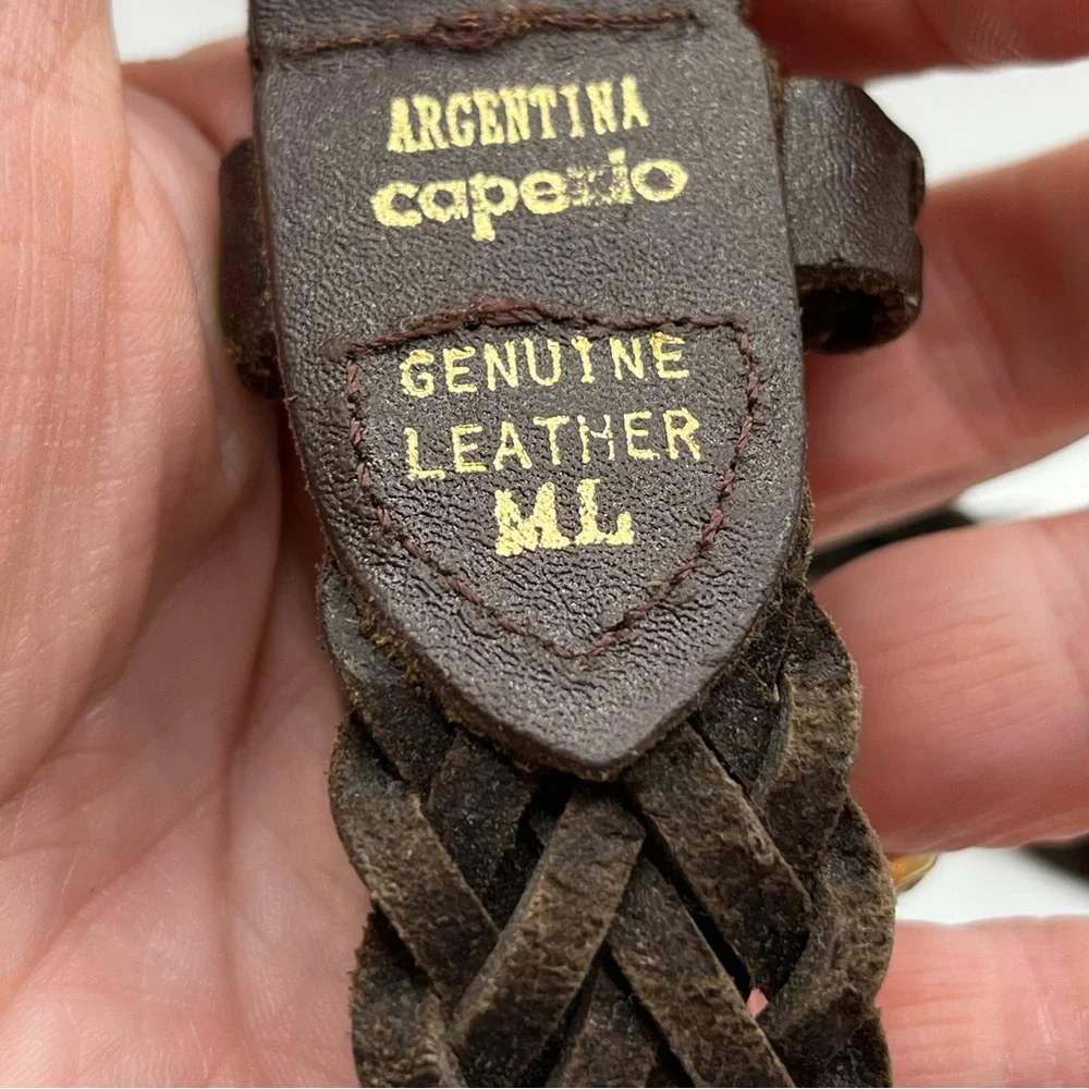 Capezlo vintage ML woven braided dark brown leather belt women boho western #5